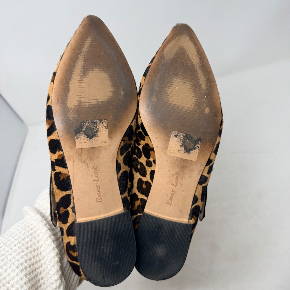 Essex Lane Leopard Print Calf Hair Mary Jane Point Toe Flats Gold Heel Size 6.5 - Picture 10 of 12